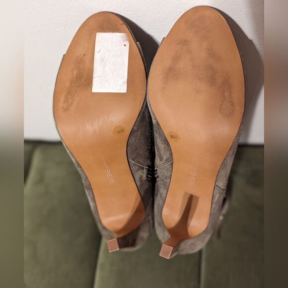 BCBGeneration Cassia Peep Toe Olive Suede Booties - Picture 7 of 10